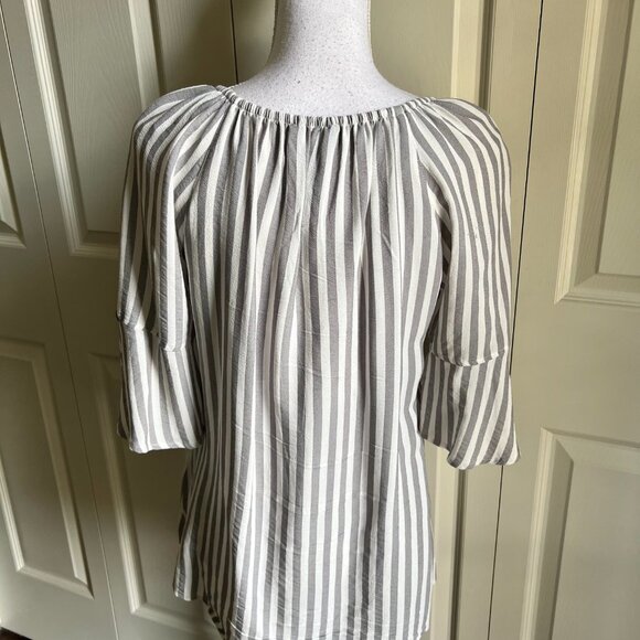 Ali Miles beige striped bell sleeves peasant top size S - Picture 4 of 4